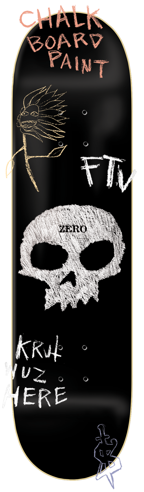 Zero Skateboard Deck Single Skull Chalkboard.png